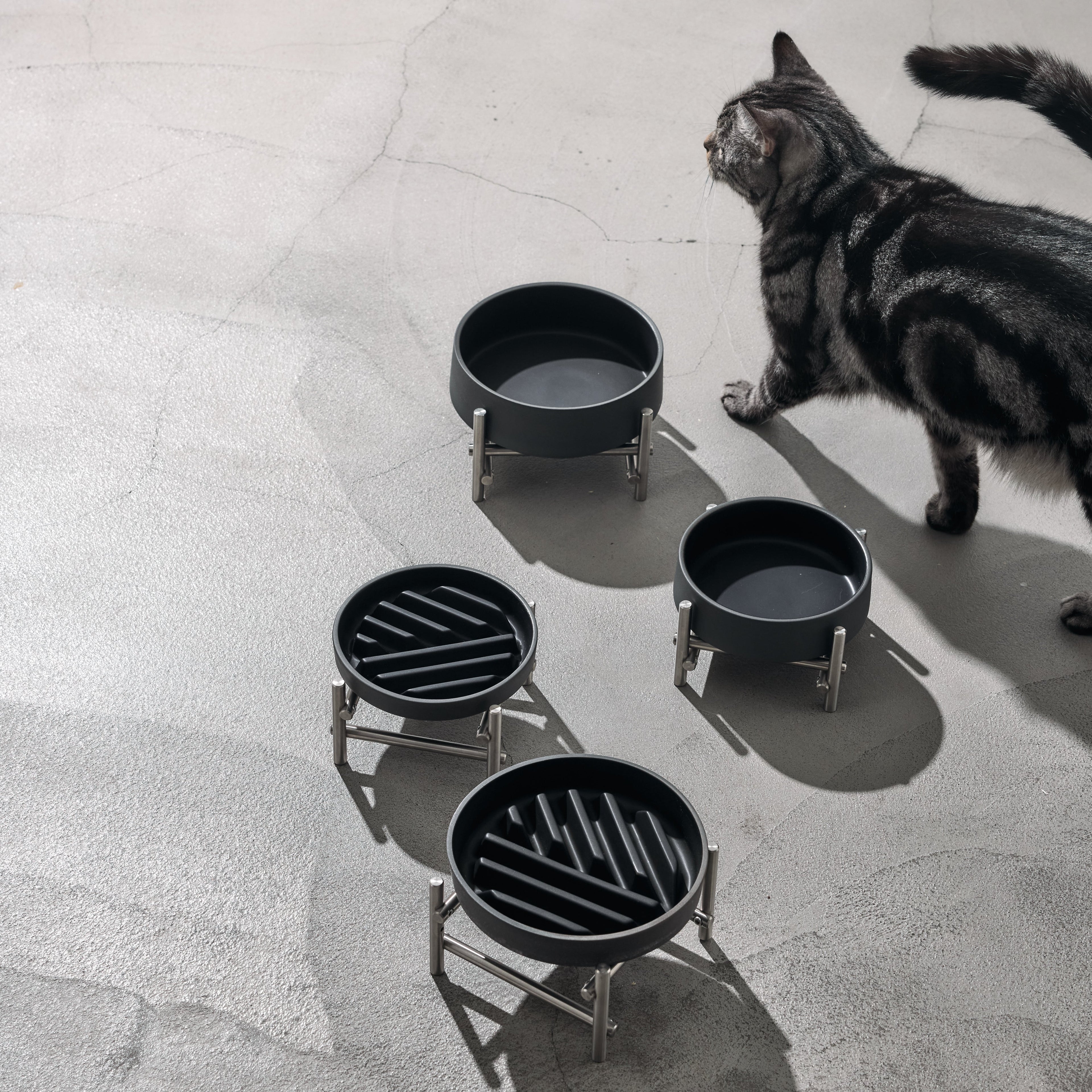 黑陶瓷寵物慢食碗