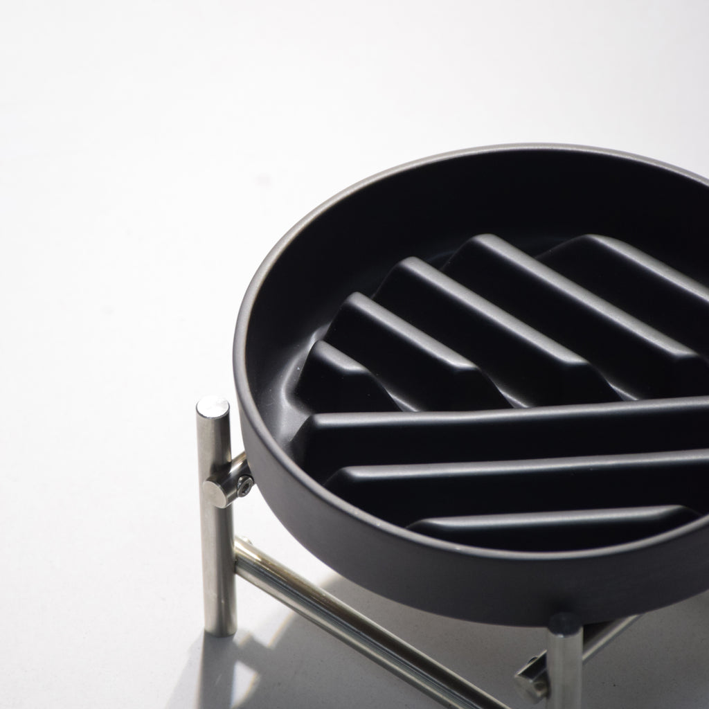 Mattte Black Ceramic Slow Feeder Bowl